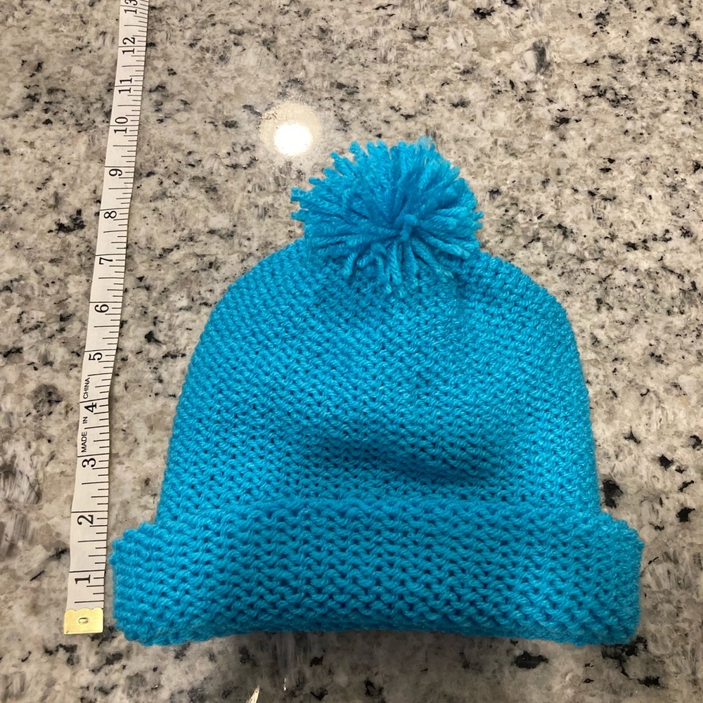 Blue Handmade Knitted Hat - Picture 3 of 4